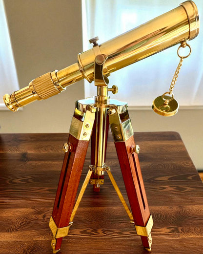 Catalejo Celestial en soporte de madera 41 cm, opción de personalización con grabado como regalo
