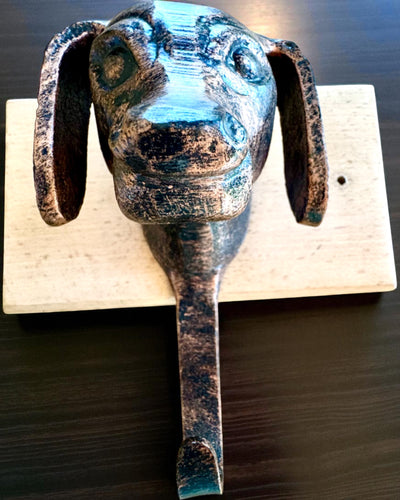 Perchero de latón Perro Amigo, hecho a mano, posibilidad de personalización con grabado en madera