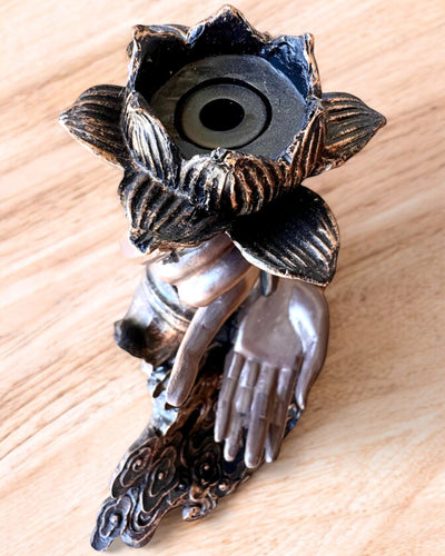 Mano Mística, Incensario, soporte para incienso con Flujo, posibilidad de personalización con grabado para regalo