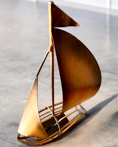 Soporte Metálico para Vino de 45 cm de altura, "Fantasía Marinera" - en Forma de Velero con Posibilidad de Grabado para regalo