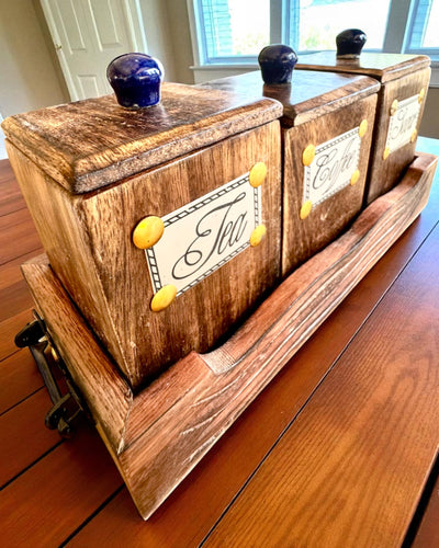 Conjunto Royal Trio – Té, Café, Azúcar de madera de Shisham, hecho a mano, con opción de grabado para regalo