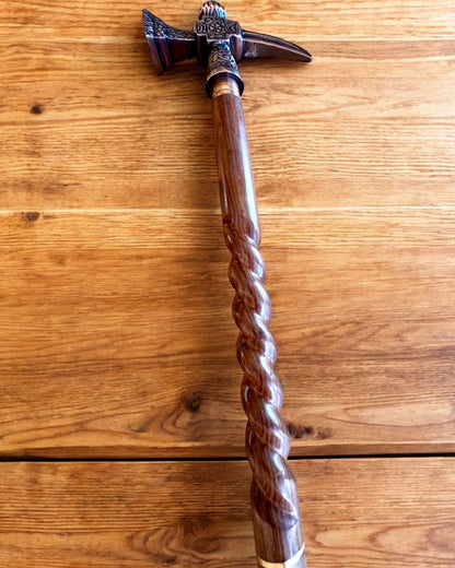 Bastón de paseo - WIKING con cabeza en forma de martillo de guerra, posibilidad de personalización con grabado para regalo