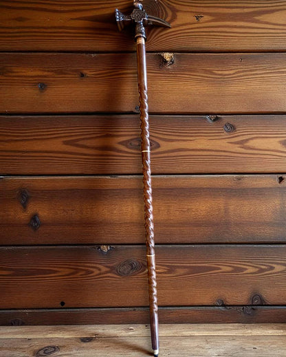 Bastón de paseo - WIKING con cabeza en forma de martillo de guerra, posibilidad de personalización con grabado para regalo