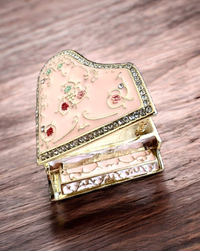 Elegante joyero "Mini Piano - rosas clásicas" - con opción de grabado para regalo