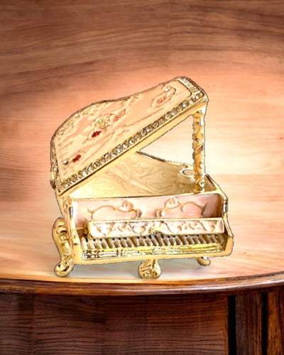 Elegante joyero "Mini Piano - rosas clásicas" - con opción de grabado para regalo