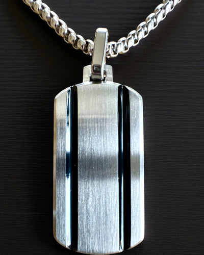 Collar masculino Dog Tag "SteelVision" – acero inoxidable, 15 variantes, personalización con grabado