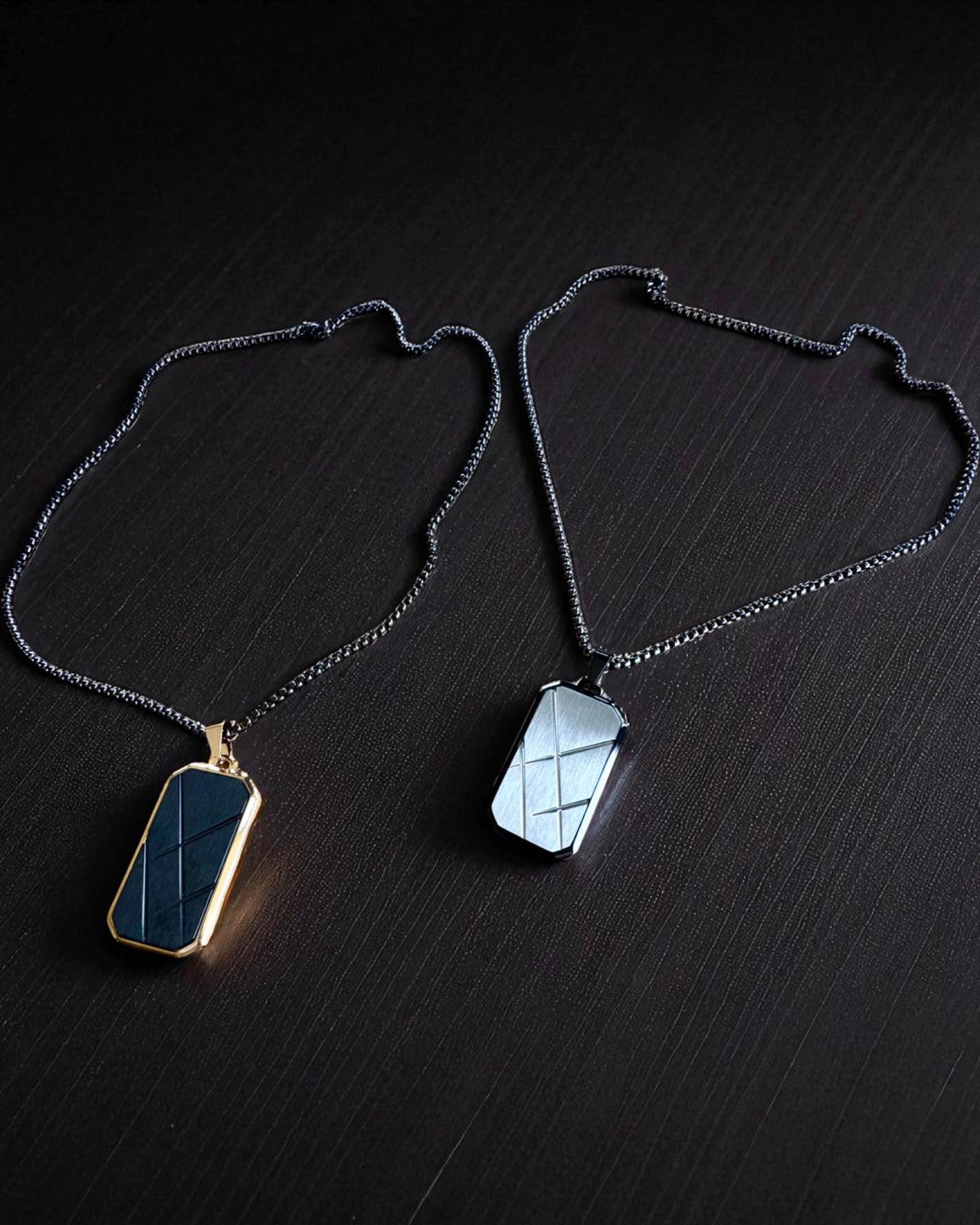 Collar masculino Dog Tag "SteelVision" – acero inoxidable, 15 variantes, personalización con grabado