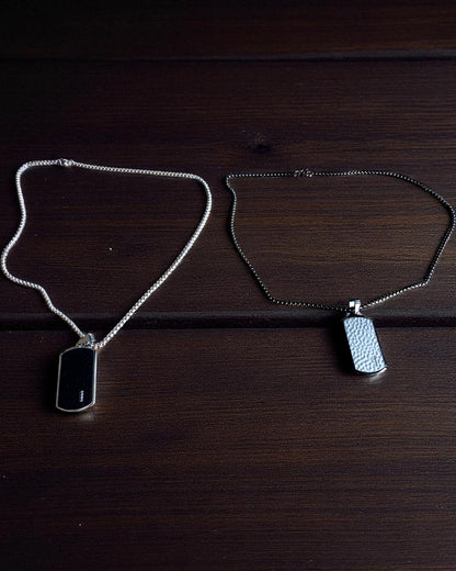 Collar masculino Dog Tag "SteelVision" – acero inoxidable, 15 variantes, personalización con grabado