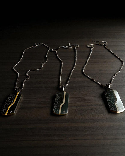 Collar masculino Dog Tag "SteelVision" – acero inoxidable, 15 variantes, personalización con grabado
