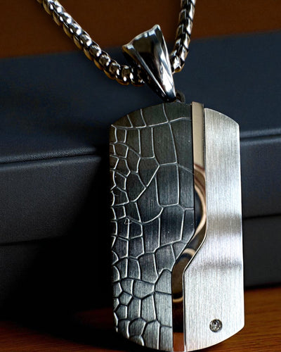 Collar masculino Dog Tag "SteelVision" – acero inoxidable, 15 variantes, personalización con grabado