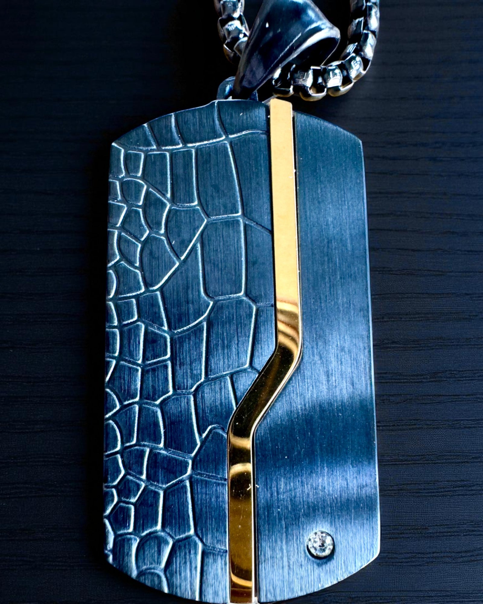 Collar masculino Dog Tag "SteelVision" – acero inoxidable, 15 variantes, personalización con grabado