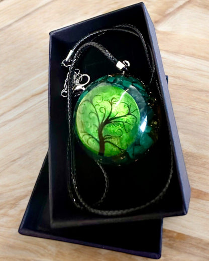 "Malachitowy Amulet Życia" - collar con opción de personalización con grabado para regalo