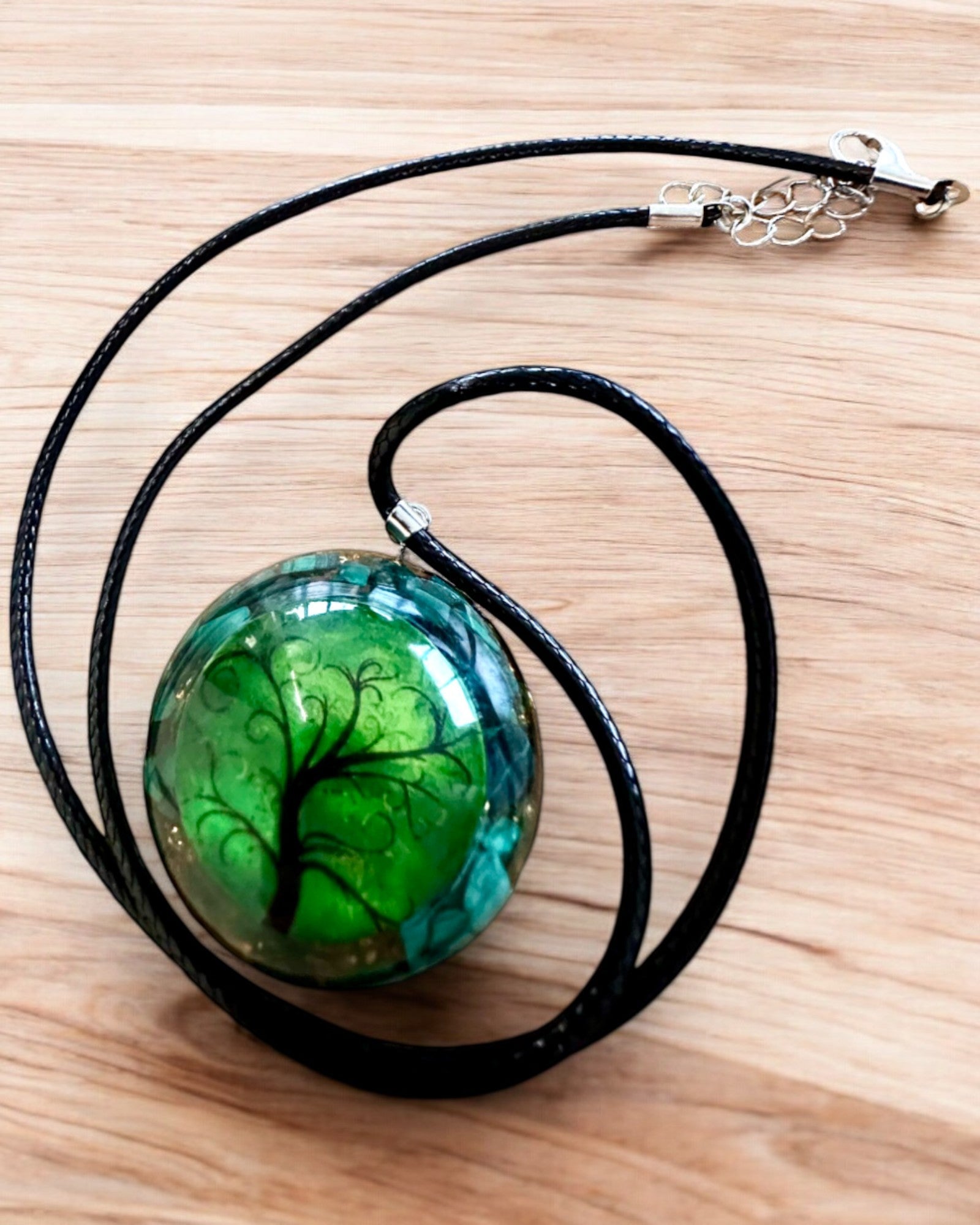 "Malachitowy Amulet Życia" - collar con opción de personalización con grabado para regalo