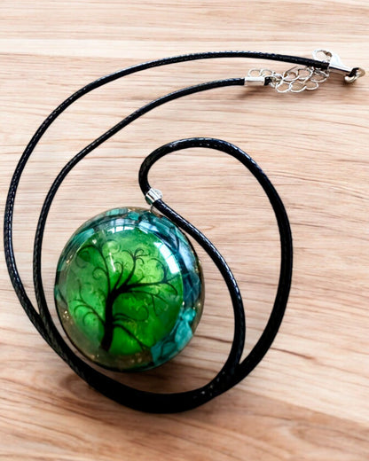 "Malachitowy Amulet Życia" - collar con opción de personalización con grabado para regalo
