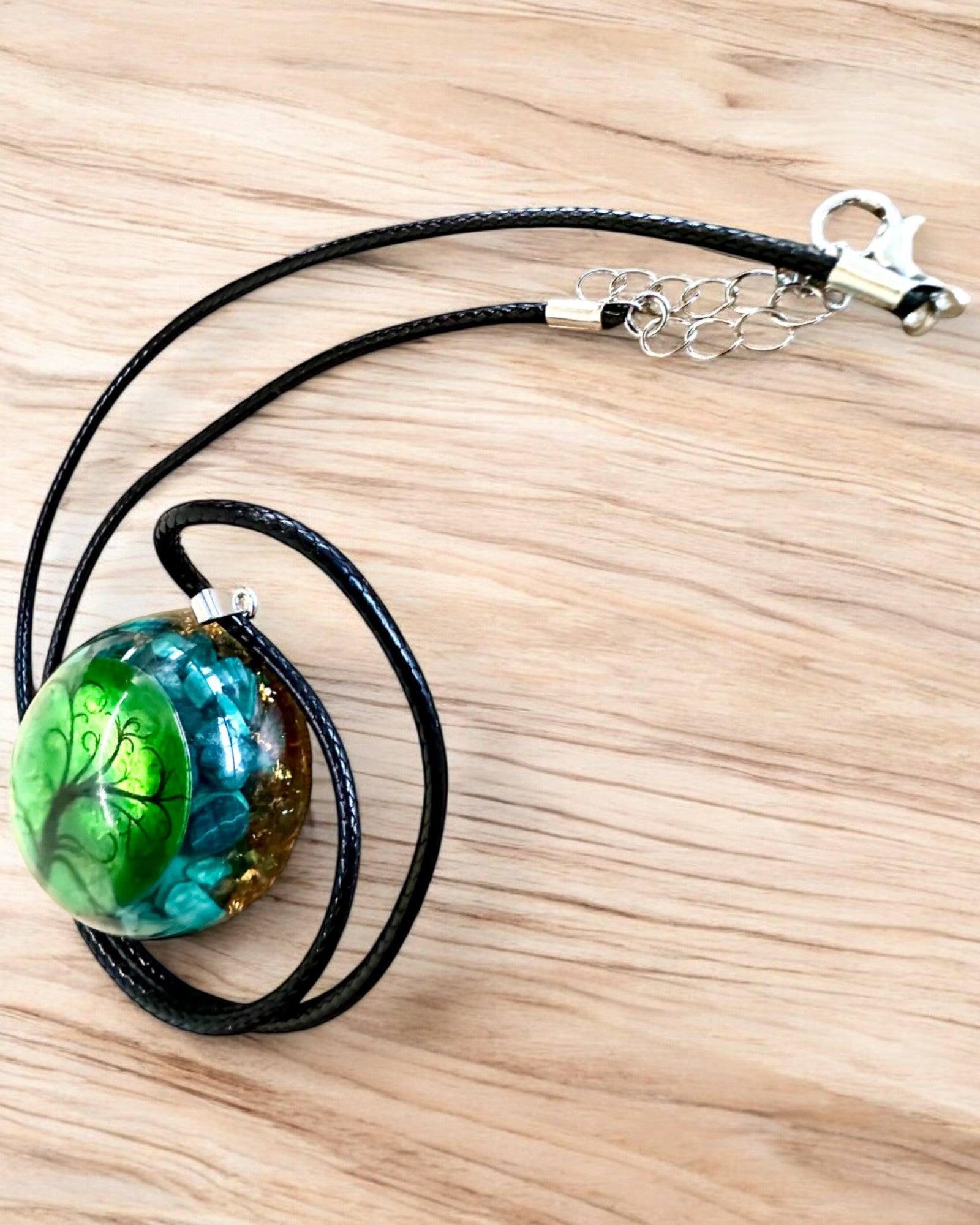 "Malachitowy Amulet Życia" - collar con opción de personalización con grabado para regalo