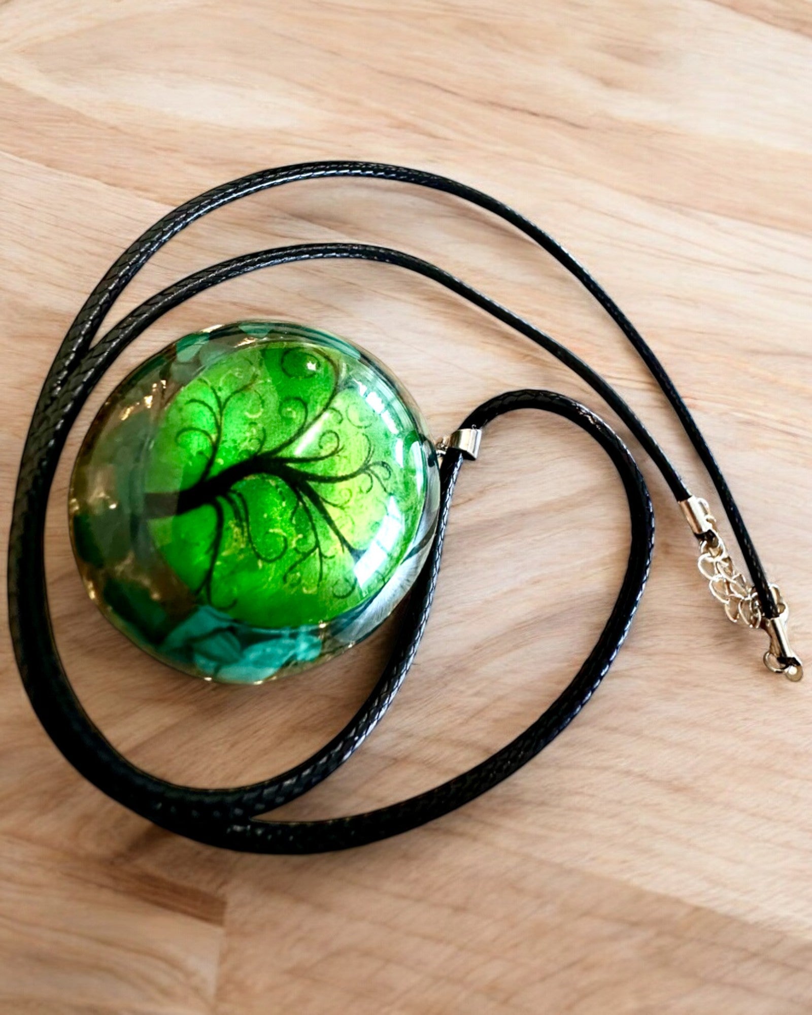 "Malachitowy Amulet Życia" - collar con opción de personalización con grabado para regalo