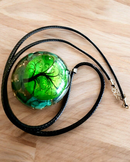 "Malachitowy Amulet Życia" - collar con opción de personalización con grabado para regalo