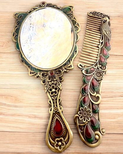 Conjunto de Espejo "Elegancia de Mariposa" con Peine