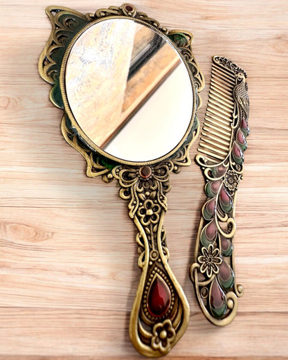 Conjunto de Espejo "Elegancia de Mariposa" con Peine