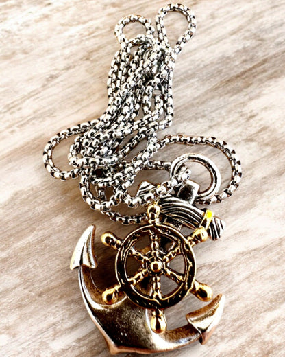 Amuleto Morski "Kotwica Kapitana", collar con opción de grabado para regalo