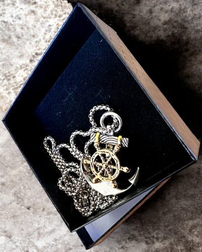 Amuleto Morski Ancla del Capitán, collar con opción de grabado para regalo