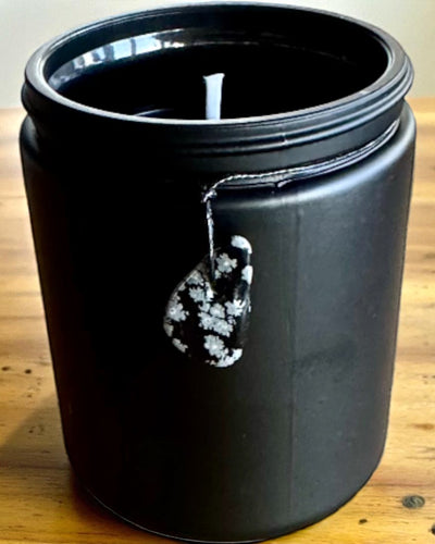 Vela de soja intencional Obsidiana – confianza en uno mismo y fuerza interior, 250 ml, posibilidad de personalización para regalo