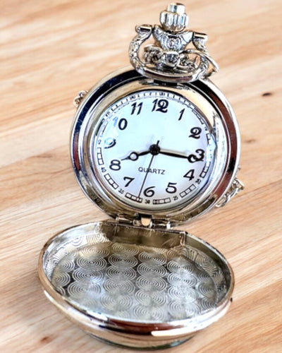 Reloj de bolsillo "CloverTime" con motivo de trébol de cuatro hojas, posibilidad de personalización con grabado para regalo