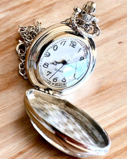 Reloj de bolsillo "CloverTime" con motivo de trébol de cuatro hojas, posibilidad de personalización con grabado para regalo