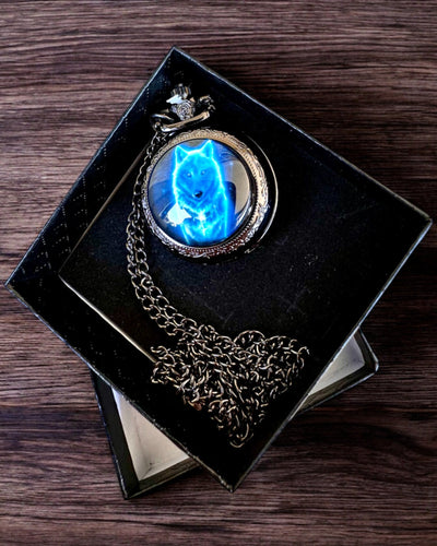 Reloj de Bolsillo Lunar Wolf – Reloj del Lobo Lunar, posibilidad de personalización con grabado para regalo