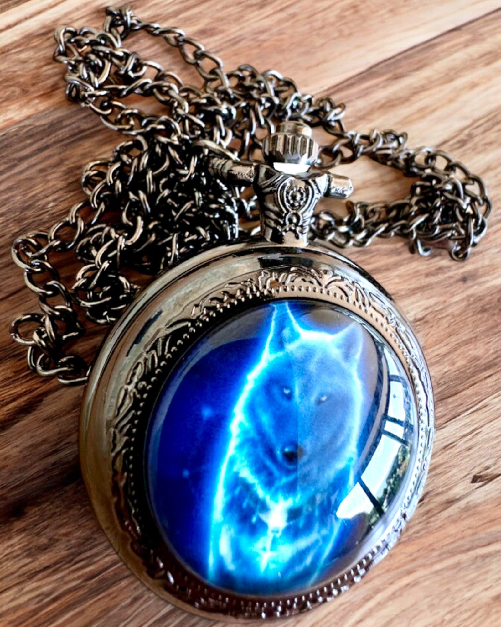 Reloj de Bolsillo Lunar Wolf – Reloj del Lobo Lunar, posibilidad de personalización con grabado para regalo