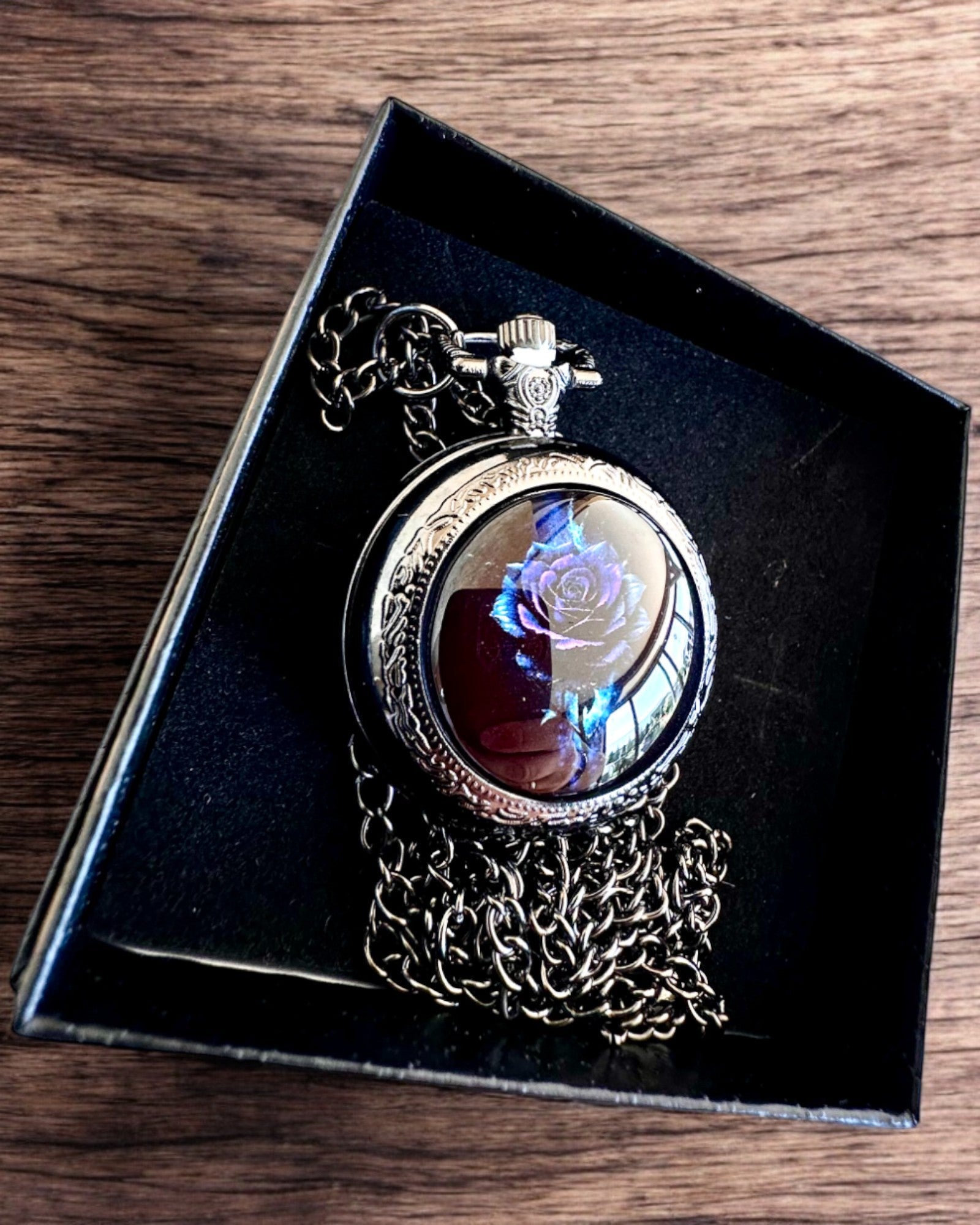 Reloj de bolsillo "Róża Mroku" - acero inoxidable, con opción de grabado para regalo