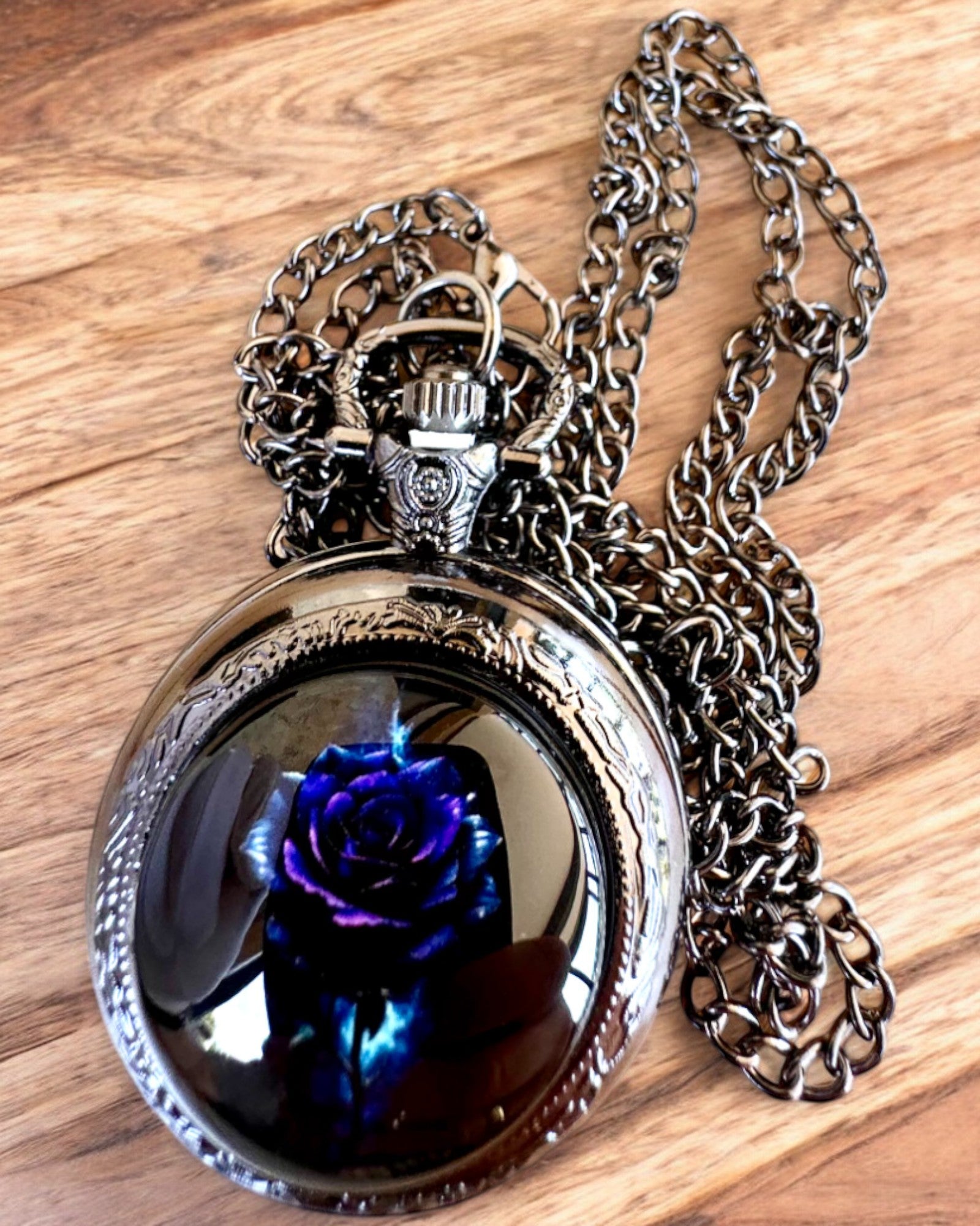 Reloj de bolsillo "Róża Mroku" - acero inoxidable, con opción de grabado para regalo