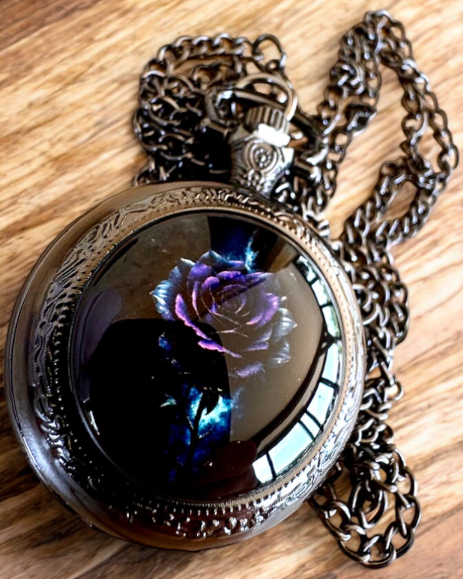 Reloj de bolsillo "Róża Mroku" - acero inoxidable, con opción de grabado para regalo