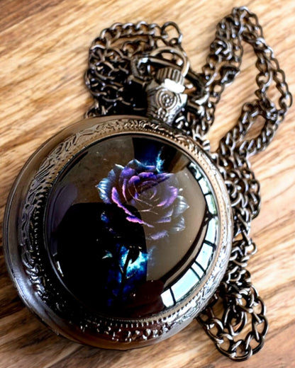 Reloj de bolsillo "Róża Mroku" - acero inoxidable, con opción de grabado para regalo