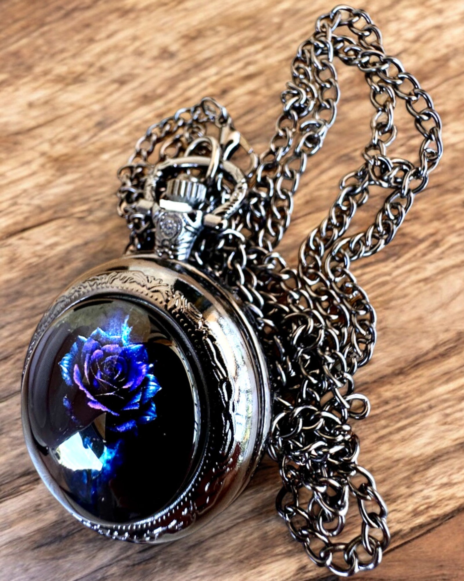 Reloj de bolsillo "Róża Mroku" - acero inoxidable, con opción de grabado para regalo