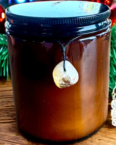 Vela de soja intencional 250 ml con piedra natural – elige tu energía: Citrino o Granate, personalización con grabado para regalo