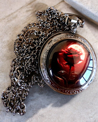 Reloj de Bolsillo Rosa de la Noche, posibilidad de personalizar con grabado para regalo