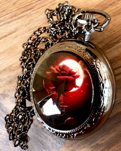 Reloj de Bolsillo Rosa de la Noche, posibilidad de personalizar con grabado para regalo