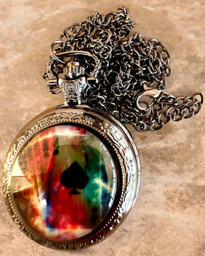 Reloj de bolsillo "Magiczna Talia" - Accesorio elegante de acero inoxidable, personalización con grabado para regalo