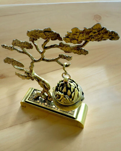 Elegante Soporte Metálico para Incienso Bonsai - posibilidad de personalización con grabado para regalo