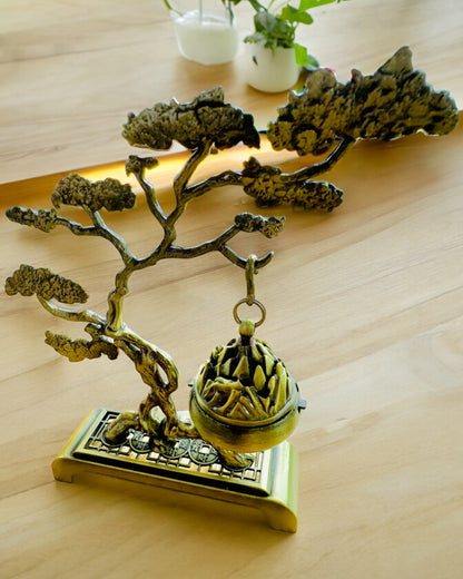 Elegante Soporte Metálico para Incienso Bonsai - posibilidad de personalización con grabado para regalo