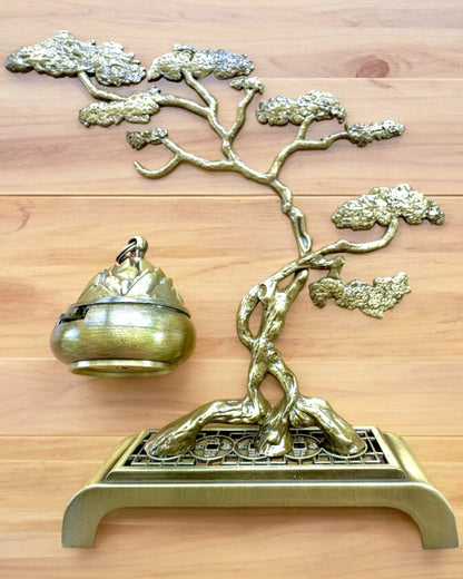Elegante Soporte Metálico para Incienso Bonsai - posibilidad de personalización con grabado para regalo