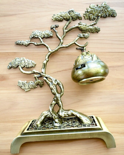 Elegante Soporte Metálico para Incienso Bonsai - posibilidad de personalización con grabado para regalo
