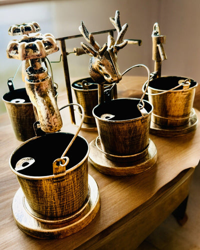 Cenicero Metálico Estilizado "Rustic Charm" de 19-23 cm de altura, 8 variantes a elegir, grabado a pedido