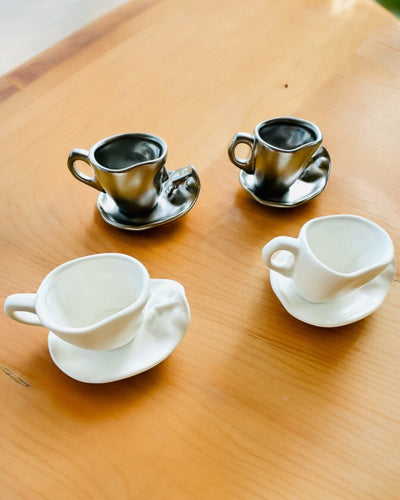 Elegantes Tazas de Cerámica "Maska" – Juego de 2 uds. - posibilidad de personalización con grabado para regalo