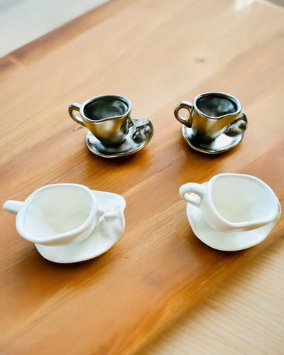 Elegantes Tazas de Cerámica "Maska" – Juego de 2 uds. - posibilidad de personalización con grabado para regalo