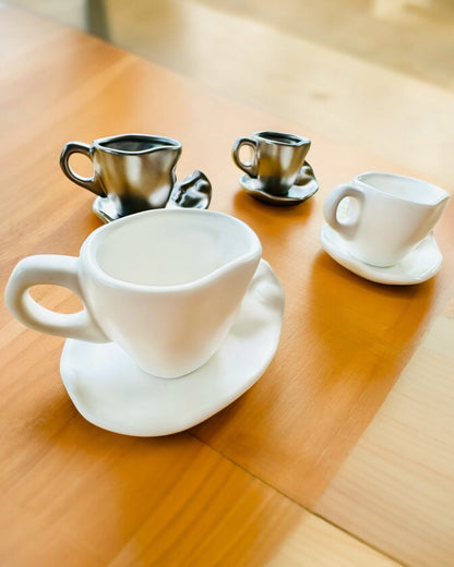 Elegantes Tazas de Cerámica "Maska" – Juego de 2 uds. - posibilidad de personalización con grabado para regalo