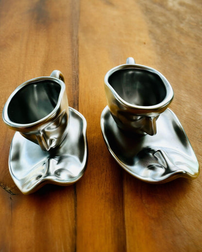 Elegantes Tazas de Cerámica "Maska" – Juego de 2 uds. - posibilidad de personalización con grabado para regalo