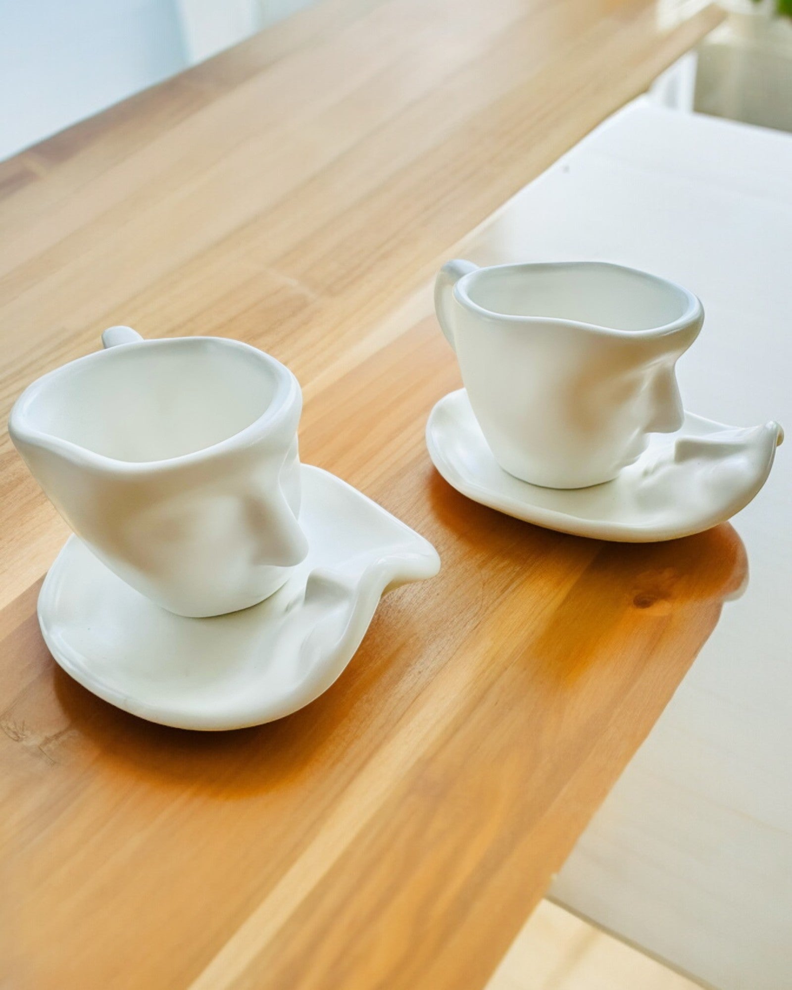 Elegantes Tazas de Cerámica "Maska" – Juego de 2 uds. - posibilidad de personalización con grabado para regalo