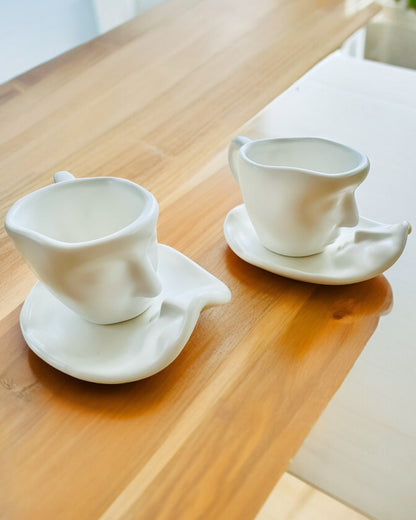 Elegantes Tazas de Cerámica "Maska" – Juego de 2 uds. - posibilidad de personalización con grabado para regalo